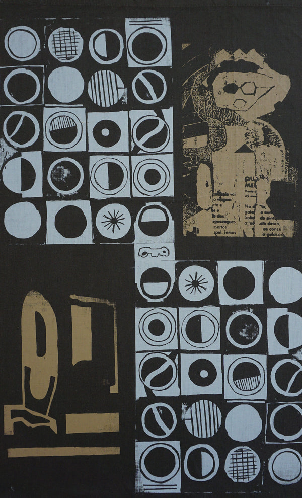 "Propaganda B" by Angolan artist Babu (2024), a figurative acrylic painting exploring themes of media, manipulation, and identity through a contemporary African lens. Presented by Afrikanizm.

